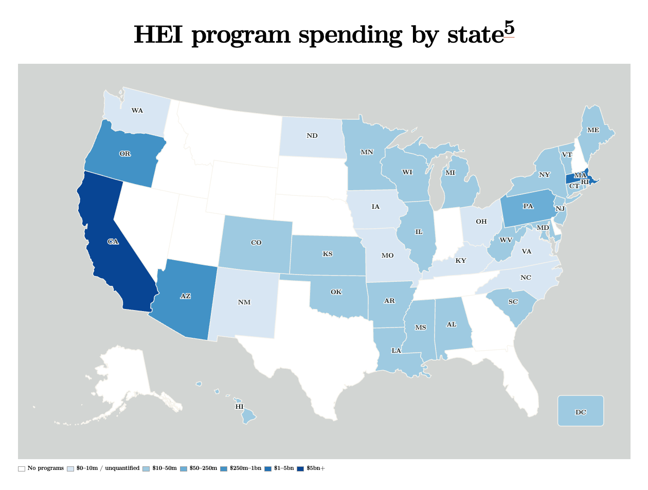 HEI program spending by state